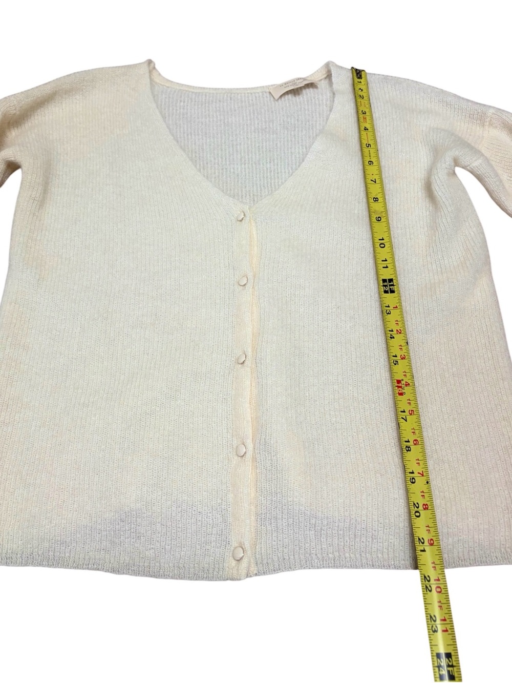 SEZANE Barry Ivory Ecru Mohair Alpaca Blend Cardigan Sweater V Neck Size XS - Picture 9 of 13